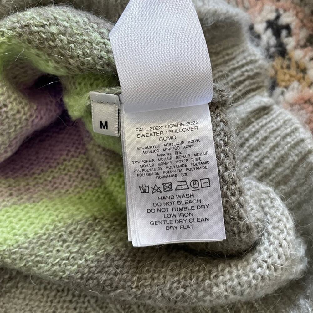 Anthropologie Essentiel Antwerp Purple Green Como Stripe Mohair Crew - Picture 6 of 7